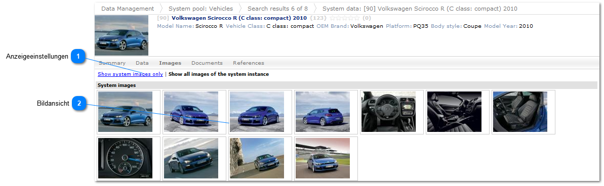 Bilder einer Systeminstanz